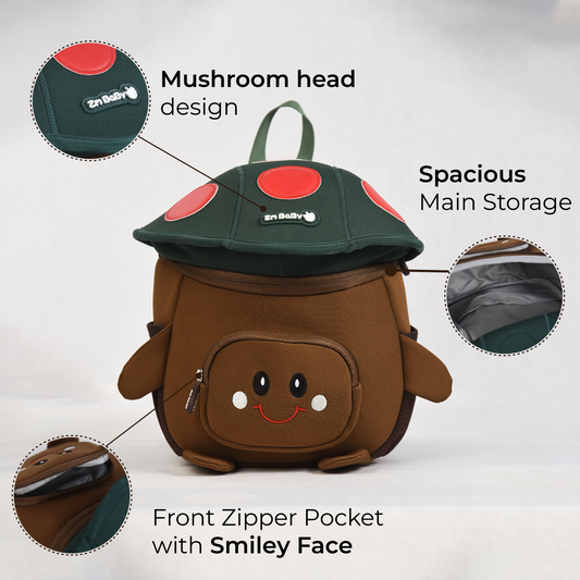 Mushroom Smiley Waterproof Kids Backpack
