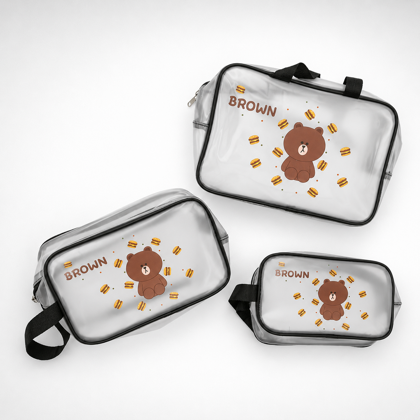 KokoSmile Transparent Cosmetic Utility Bags – Travel Set of 3