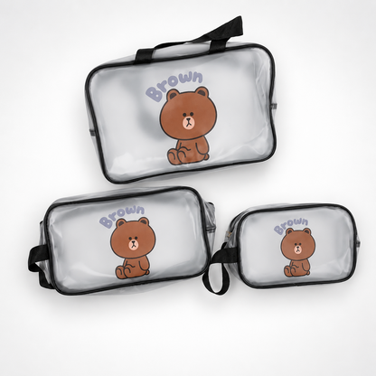 KokoSmile Transparent Cosmetic Utility Bags – Travel Set of 3