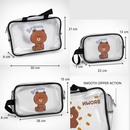 KokoSmile Transparent Cosmetic Utility Bags – Travel Set of 3