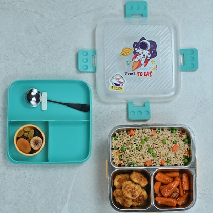 Stainless Steel Lunch Box with 3 compartments for Kids – 1120ml