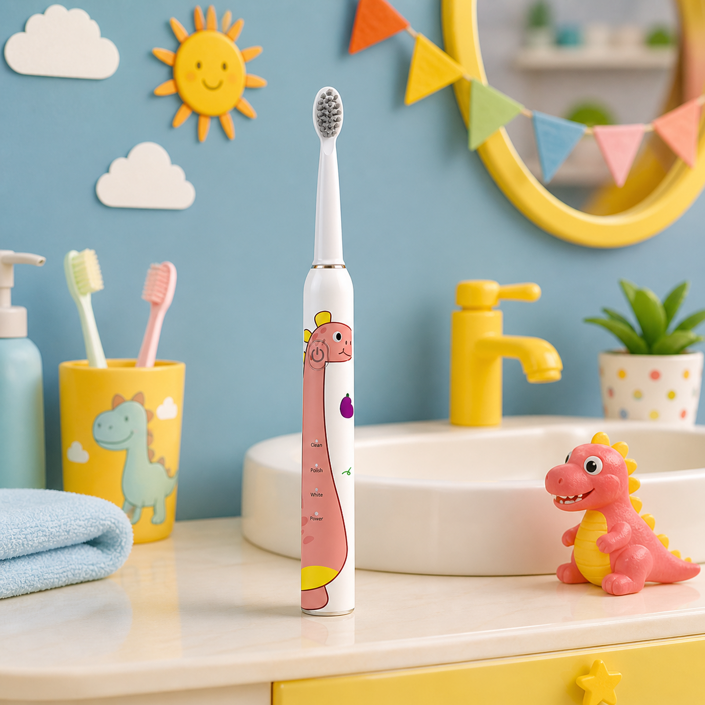 Smart Kids Toothbrush with Soft Bristles & 4 Replacement Heads