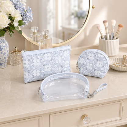 KokoSmile Waterproof Clear Travel Pouches – Cosmetic Bags Set of 3