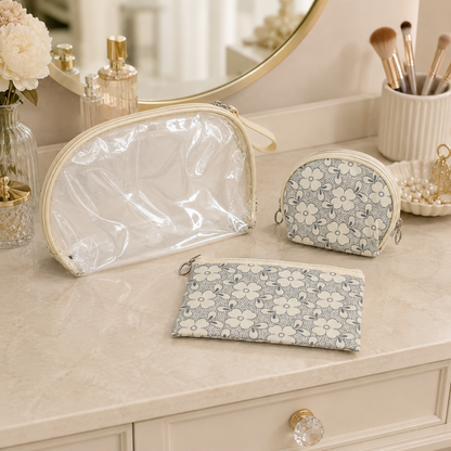 KokoSmile Waterproof Clear Travel Pouches – Cosmetic Bags Set of 3