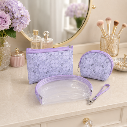 KokoSmile Waterproof Clear Travel Pouches – Cosmetic Bags Set of 3