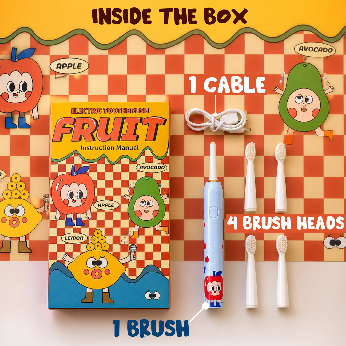 Kids Rechargeable Sonic Toothbrush with 3 Cleaning Modes