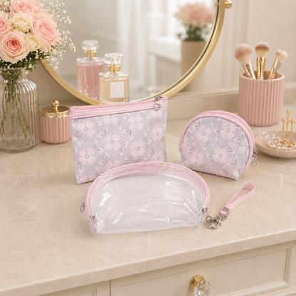 KokoSmile Waterproof Clear Travel Pouches – Cosmetic Bags Set of 3