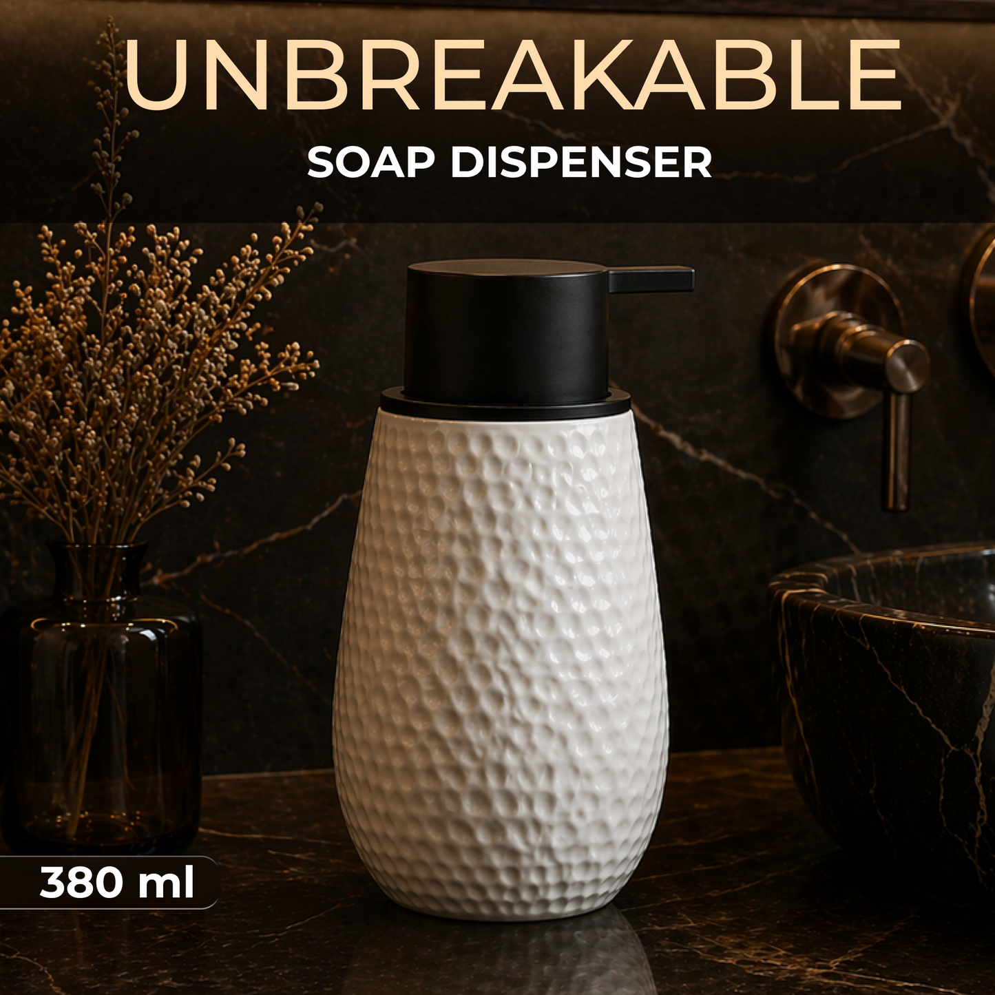 Acrylic Matte Textured Soap Dispenser for Bathroom 380ml