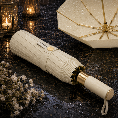 Premium UV Protection Folding Umbrella with Gold Frame