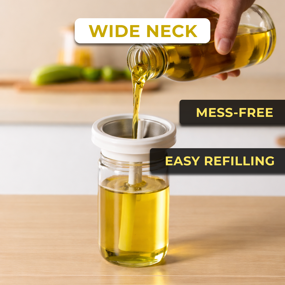 180ml Glass Oil Dispenser with Silicone Basting Brush | Leak-Proof Design