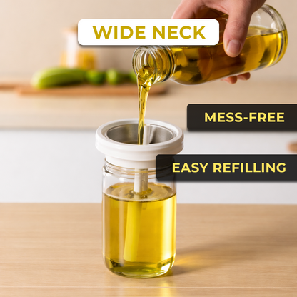 180ml Glass Oil Dispenser with Silicone Basting Brush | Leak-Proof Design