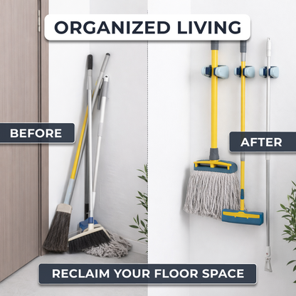 Wallmounted Mop & Broom Holder | Made with Heavy Duty Plastic - Set of 2