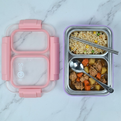 Stainless Steel Bento Lunch Box – 2 Compartment Leakproof Box – 750ml