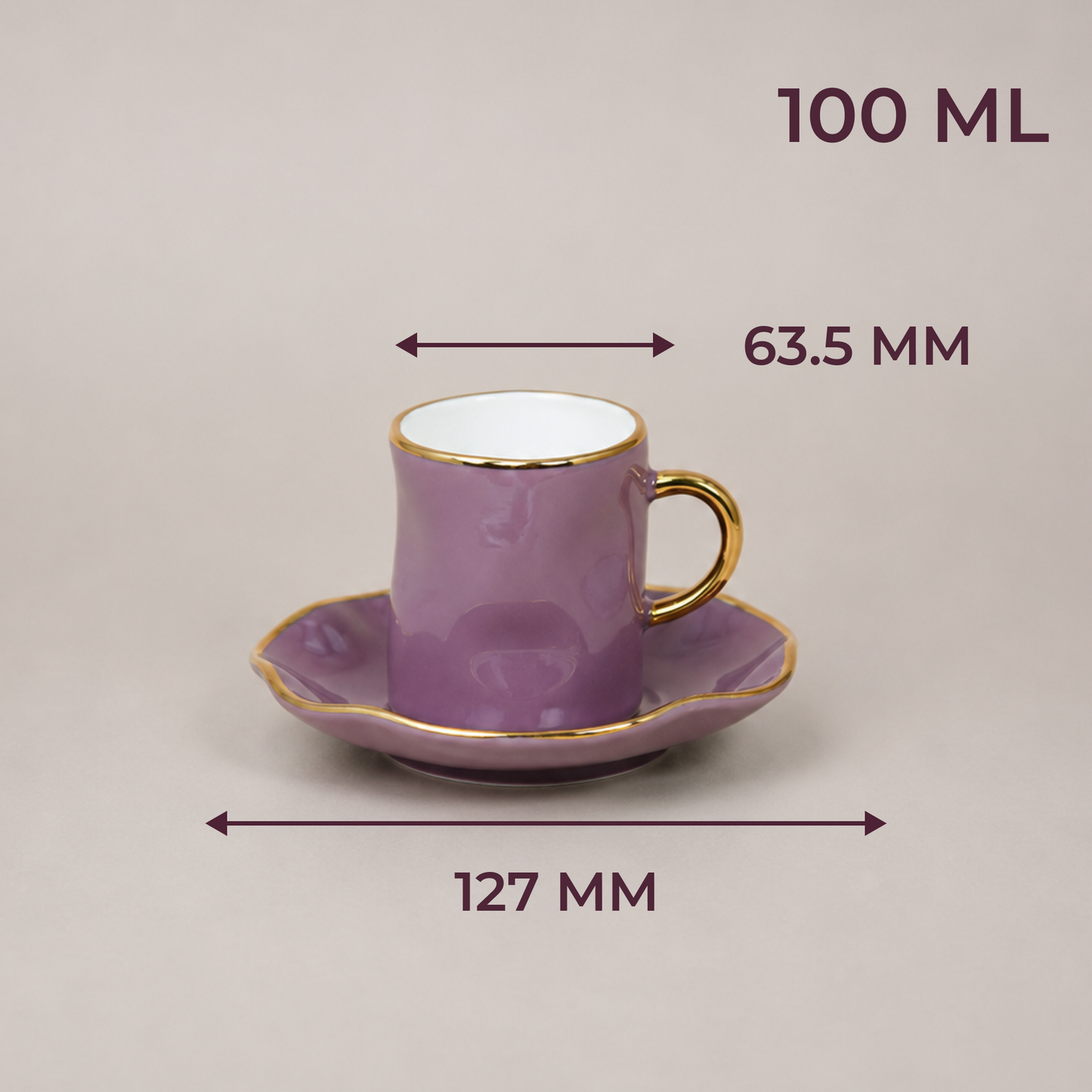 Luxury Gold Rim Ceramic Mug & Saucer Set – Premium Set of 6