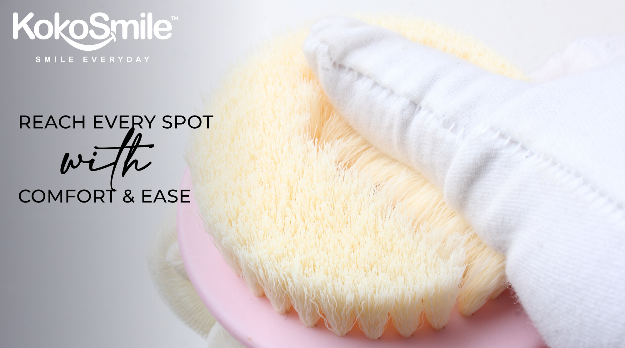 Dual-Sided Bath Back Scrubber Brush with Loofah & Long Handle Banner 3