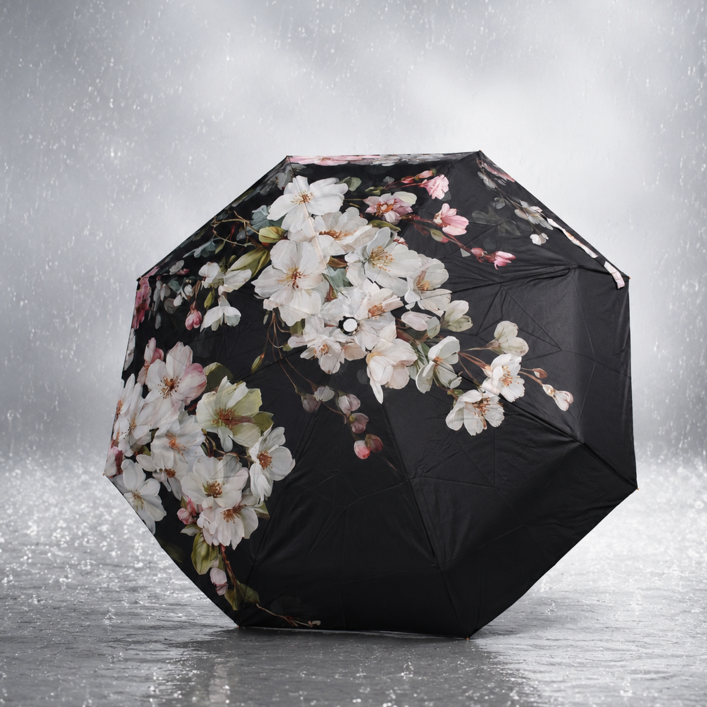 Floral Print UV Protection Umbrella with 10K Golden Rod Frame