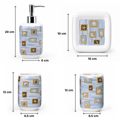 Premium Ceramic Sea Shell Bathroom Accessories Set of 4