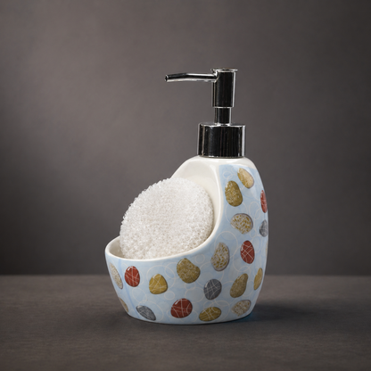 Ceramic Soap Dispenser with Sponge Holder for Kitchen