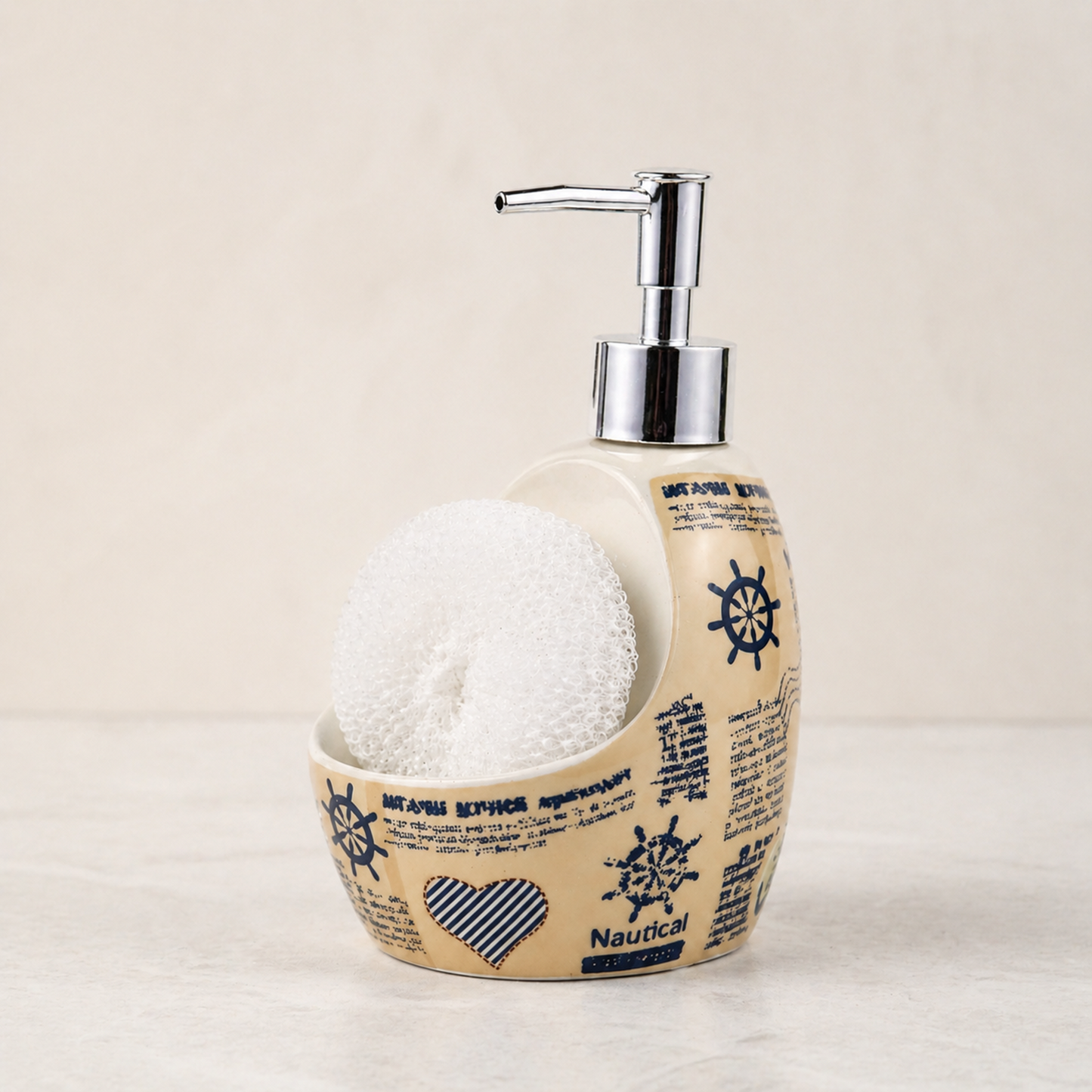 Ceramic Soap Dispenser with Sponge Holder for Kitchen