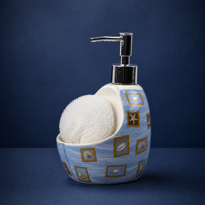 Ceramic Soap Dispenser with Sponge Holder for Kitchen