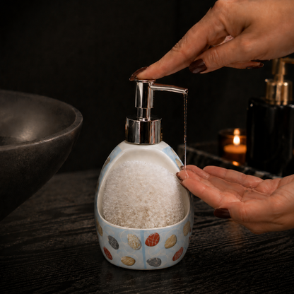 Ceramic Soap Dispenser with Sponge Holder for Kitchen