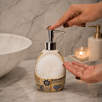 Ceramic Soap Dispenser with Sponge Holder for Kitchen