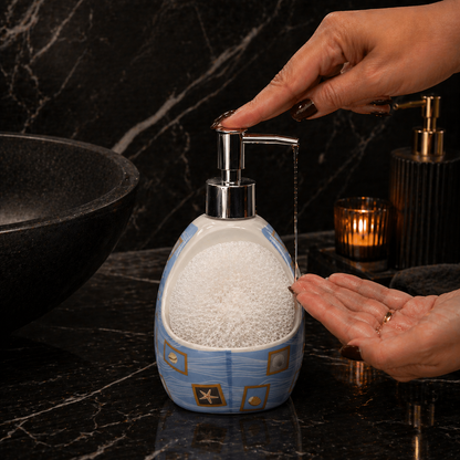 Ceramic Soap Dispenser with Sponge Holder for Kitchen