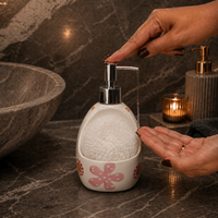 Ceramic Soap Dispenser with Sponge Holder for Kitchen