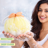 Checkered Flower Bath Sponge – Soft Exfoliating Luxurious Loofah with Rich Foam