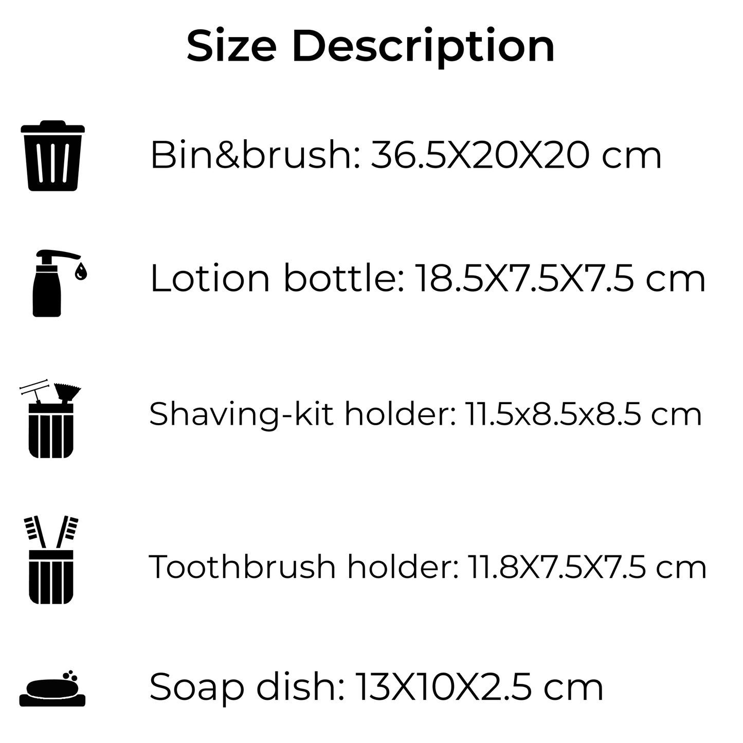 Premium ABS Ribbed Black Bathroom Accessories Set – 6 Pieces