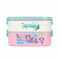 Double Decker Stainless Steel Lunch Box with Spoon & Fork – 1850ml