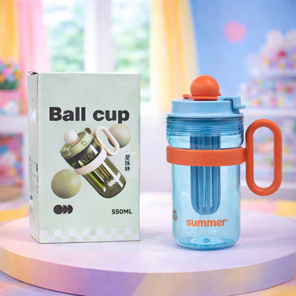 Cute Kids Ball Cup Sipper Bottle with Straw - 550ml
