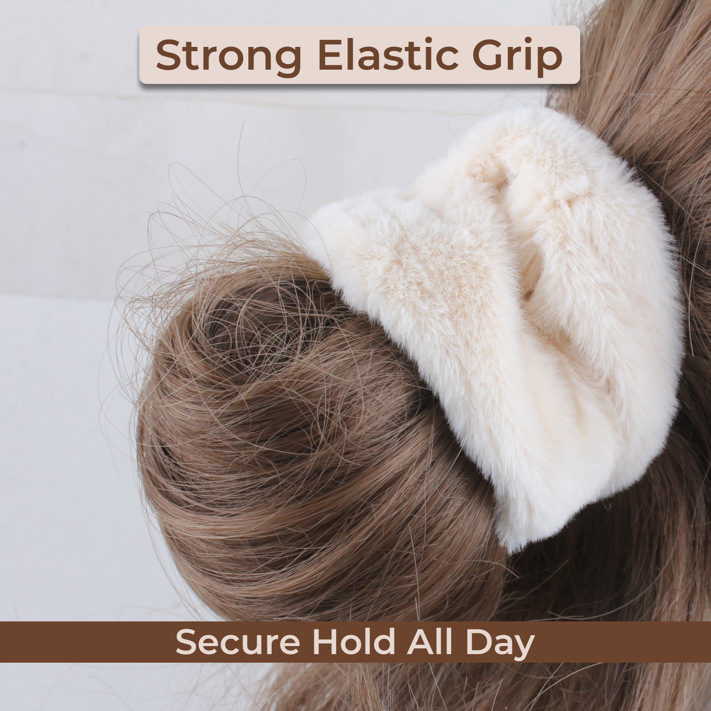 Kokosmile Plus Faux Fur Scrunchies | Soft Hair Ties for Women