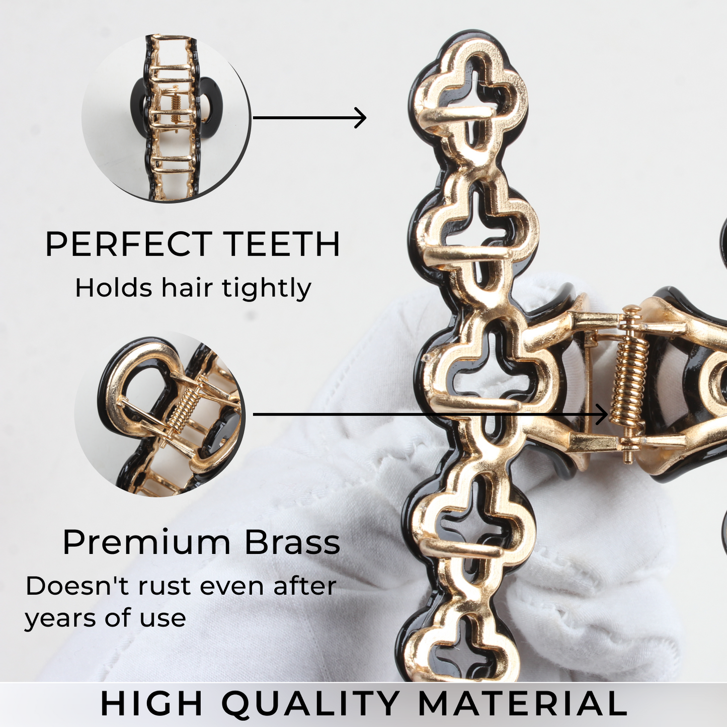 Elegant Strong Hold Hair Claw Clip – Premium Brass Hair Styling Clip