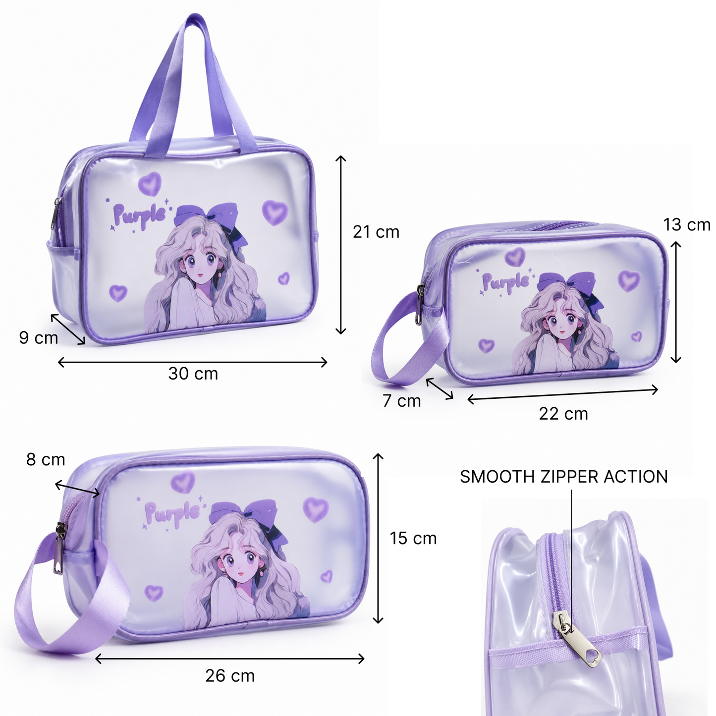 KokoSmile Clear Cosmetic Travel Organizer Bags – Waterproof Set of 3
