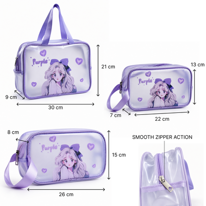 KokoSmile Clear Cosmetic Travel Organizer Bags – Waterproof Set of 3
