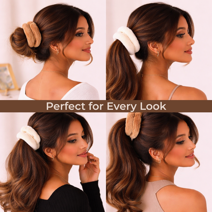 Kokosmile Plus Faux Fur Scrunchies | Soft Hair Ties for Women