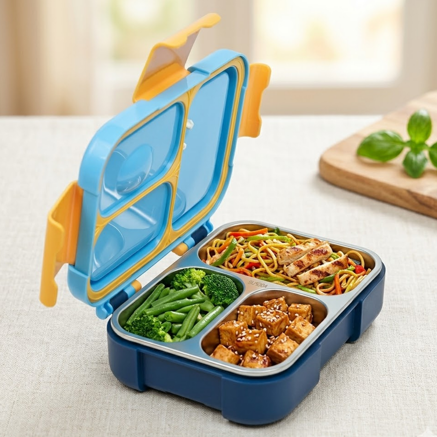 Stainless Steel Bento Lunch Box – 3 Airtight Containers – 750ml