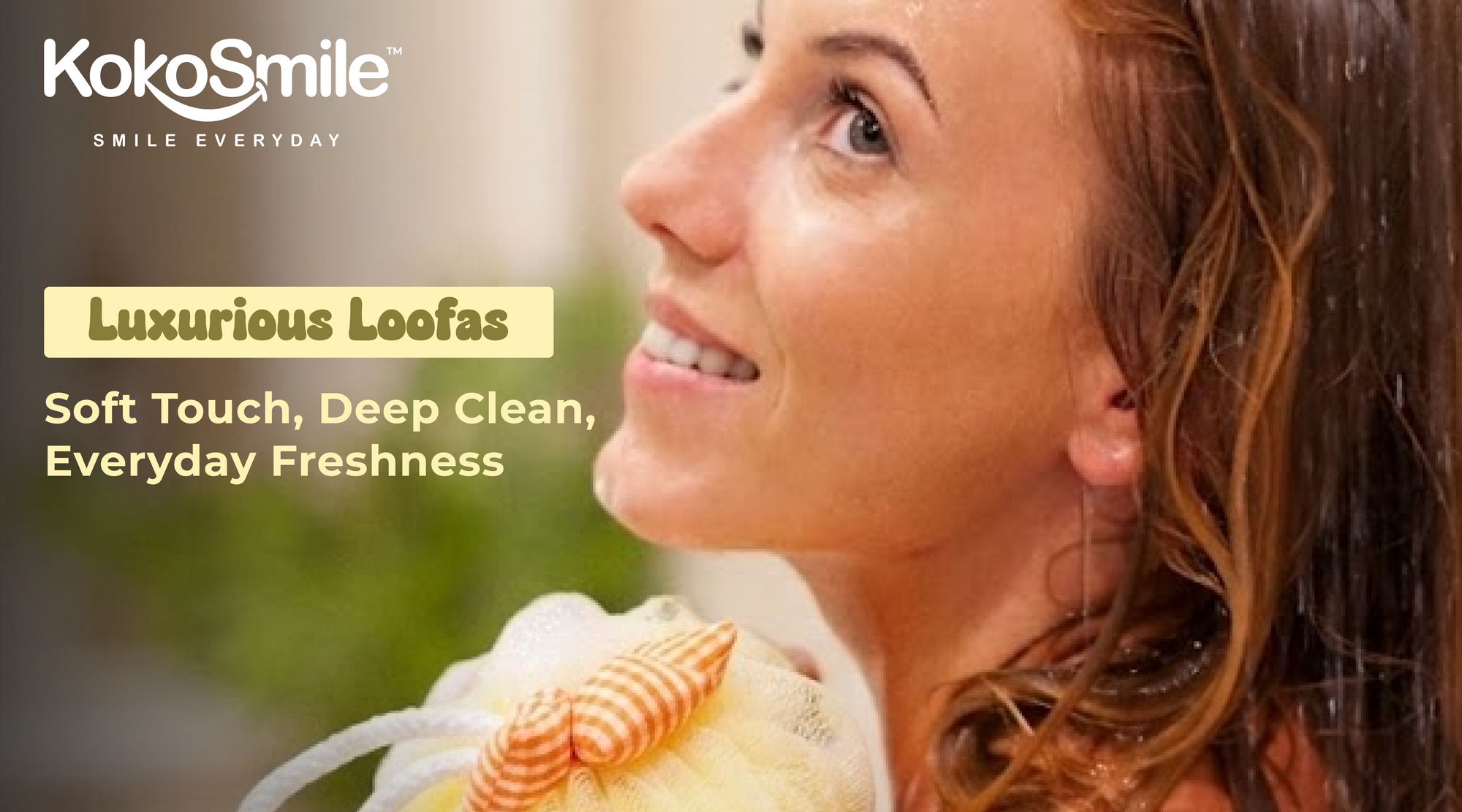 Checkered Flower Bath Sponge – Soft Exfoliating Luxurious Loofah with Rich Foam Banner 1