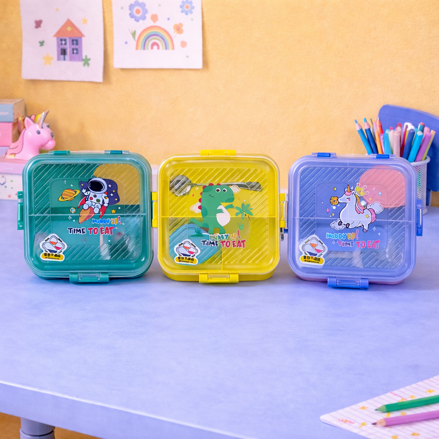 Stainless Steel Lunch Box with 3 compartments for Kids – 1120ml