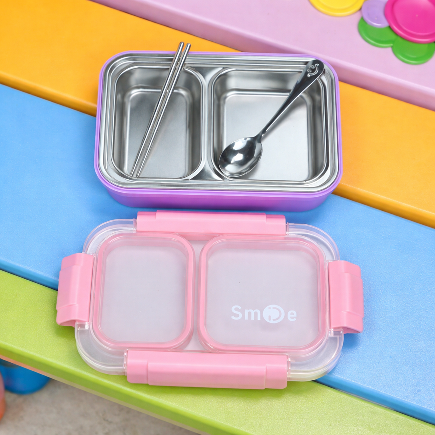 Stainless Steel Bento Lunch Box – 2 Compartment Leakproof Box – 750ml