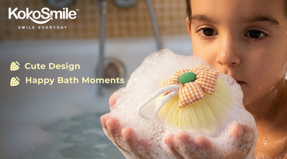 Checkered Flower Bath Sponge – Soft Exfoliating Luxurious Loofah with Rich Foam