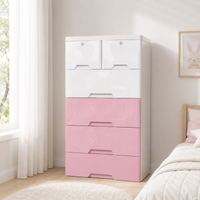 HOMX 6-Drawer Plastic Storage Cabinet with Lockable Top Drawers