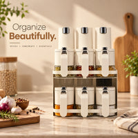 Premium Airtight 9-Piece Kitchen Spice Organiser | 6 Spice Jars & 3 Oil Bottles