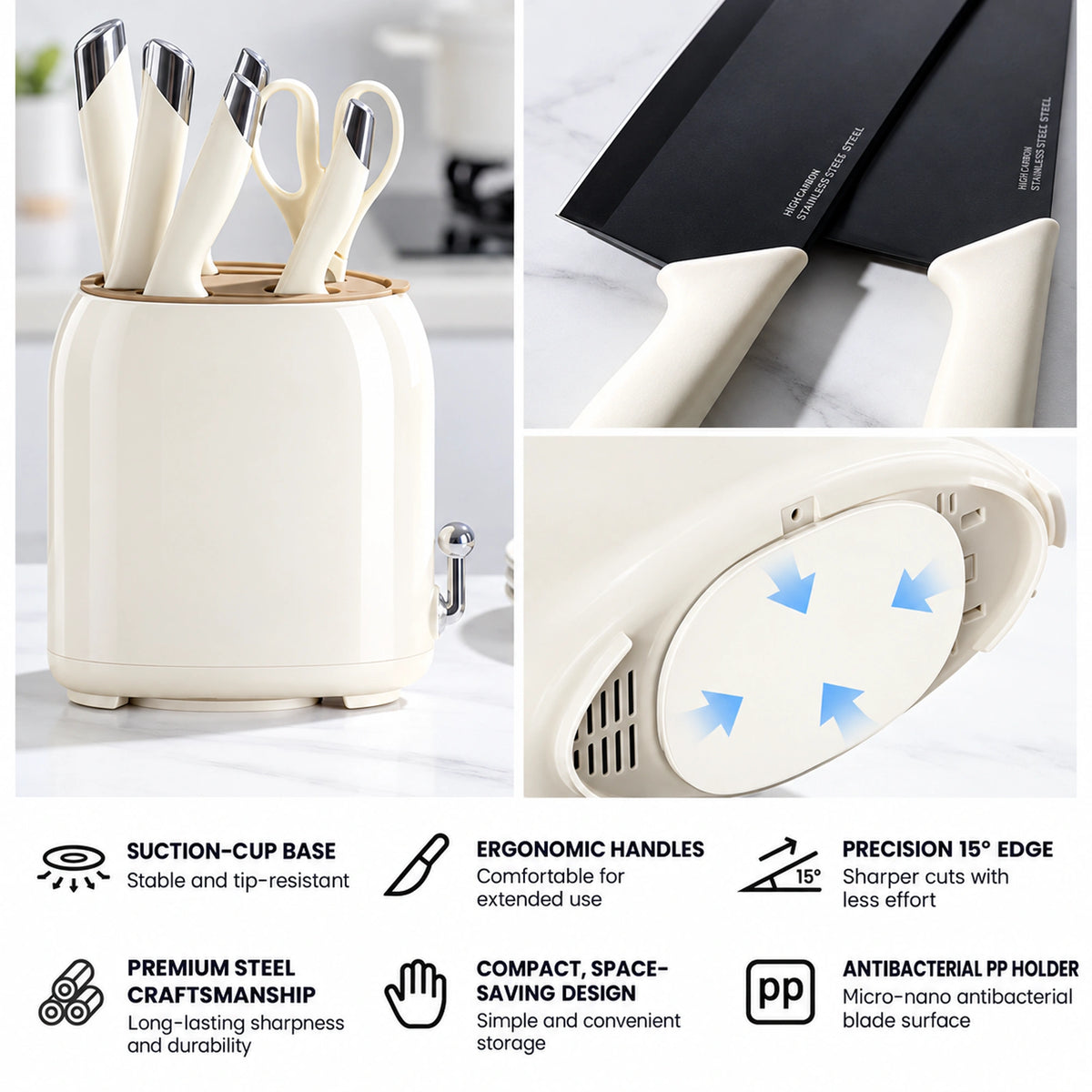 Premium Knife Holder/Organiser with 4 Knives & 1 Scissor