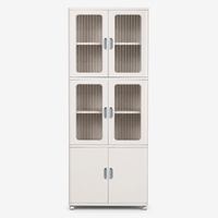HOMX Foldable Storage Cabinet with Transparent Doors & Wheels