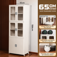 HOMX Foldable Storage Cabinet with Transparent Doors & Wheels