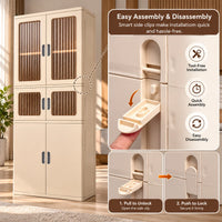 HOMX Premium-Quality Foldable Storage Cabinet with Transparent Doors & Wheels