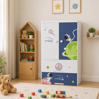 HOMX Kids Storage Cabinet with Wardrobe & Drawer Organizer for Bedroom