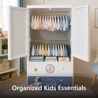 HOMX Kids Storage Cabinet with Wardrobe & Drawer Organizer for Bedroom